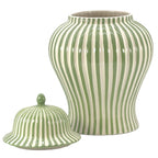 Green & White Candy Cane Striped Ceramic Vase 18"