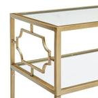 Gretna Rectangular Antique Gold Metal and Glass Accent Table