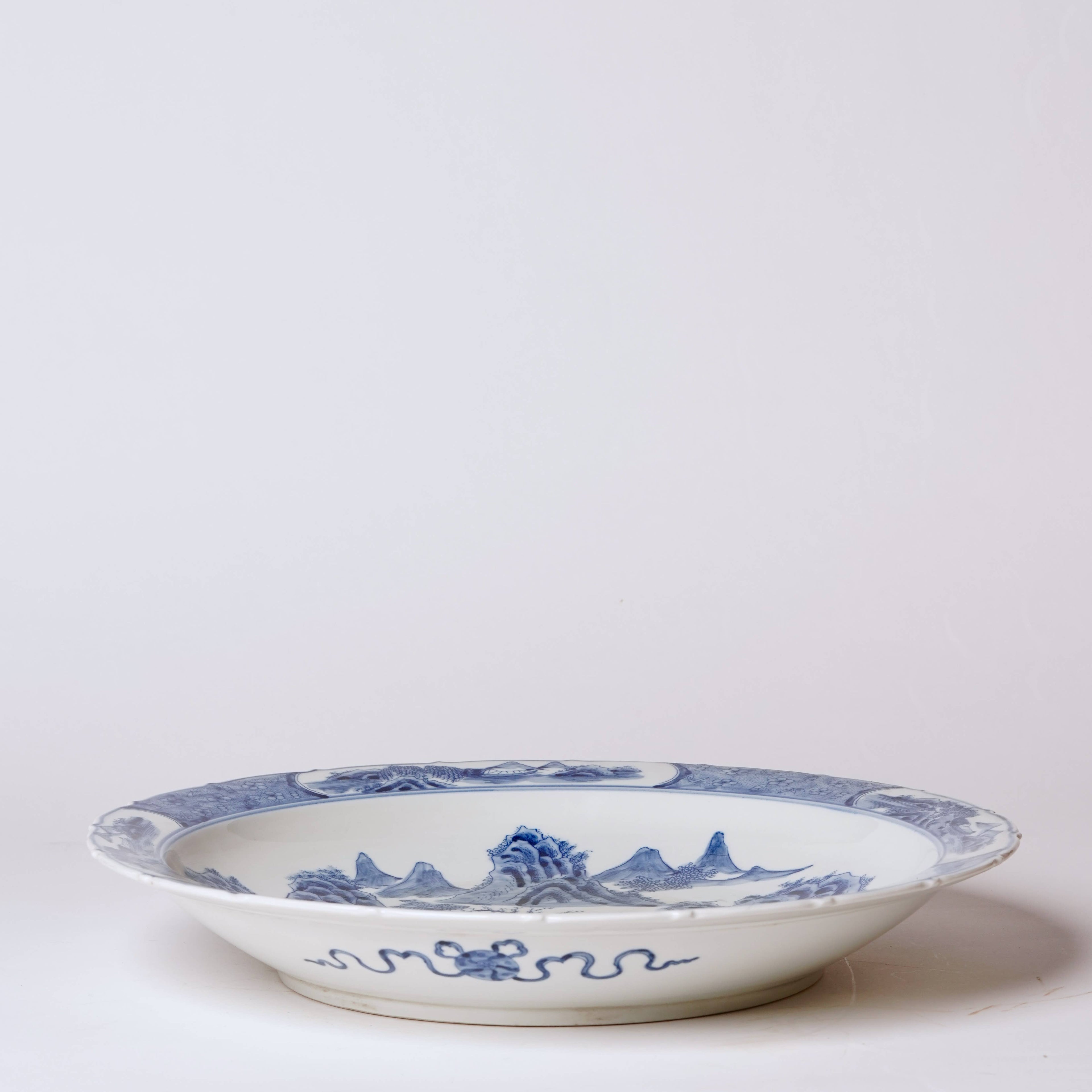 Blue and White Porcelain Landscape Platter