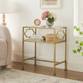 Gretna Rectangular Antique Gold Metal and Glass Accent Table