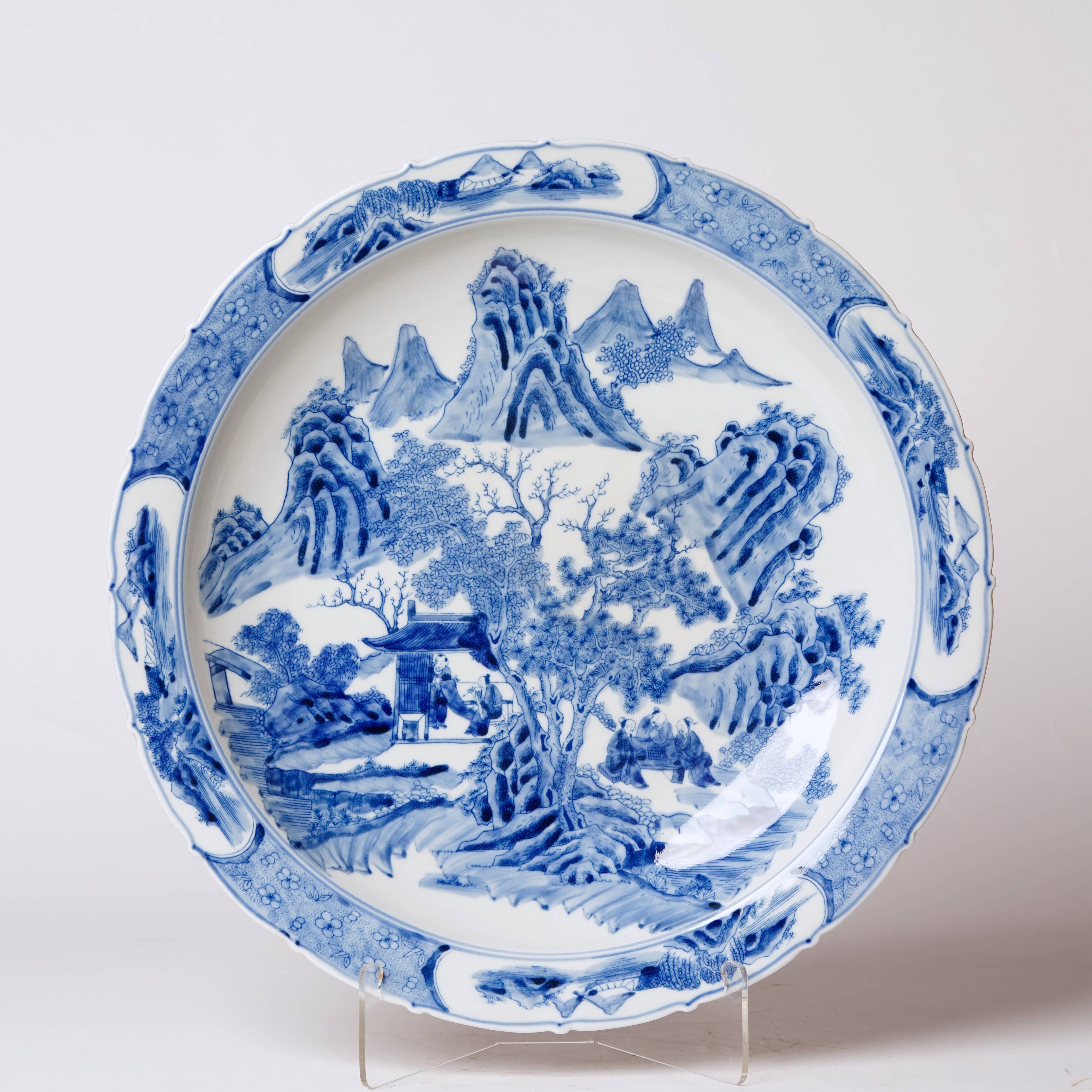 Blue and White Porcelain Landscape Platter