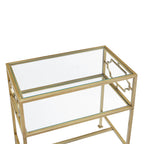 Gretna Rectangular Antique Gold Metal and Glass Accent Table