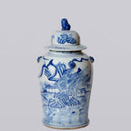 Blue and White River Landscape Porcelain Temple Jar