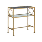 Gretna Rectangular Antique Gold Metal and Glass Accent Table