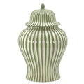 Green & White Candy Cane Striped Ceramic Vase 18"
