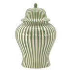 Green & White Candy Cane Striped Ceramic Vase 18"