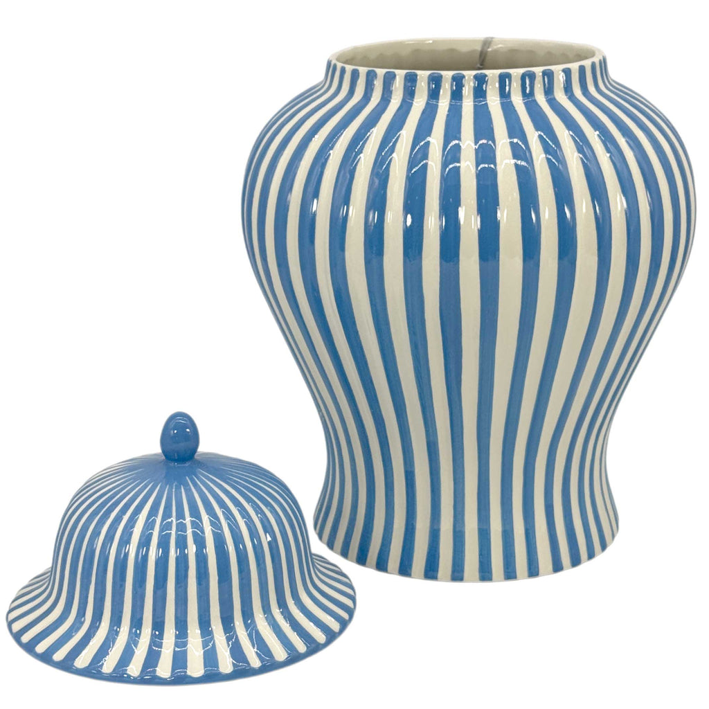 Blue & White Candy Cane Striped Ceramic Vase 18"