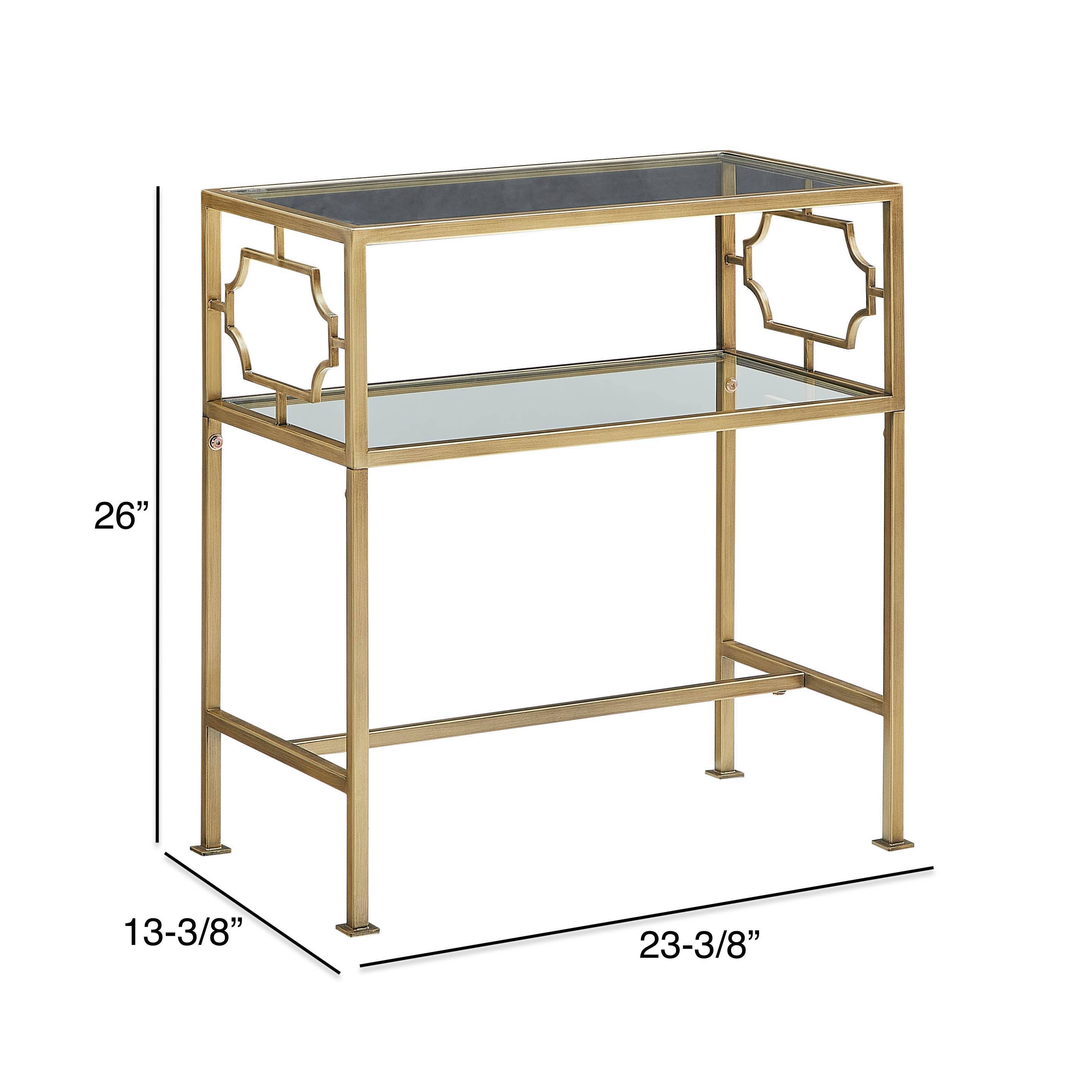 Gretna Rectangular Antique Gold Metal and Glass Accent Table