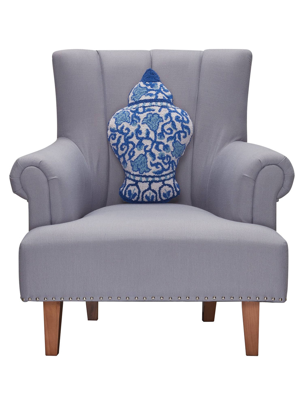 Shaped Chinoiserie Vase Hook Pillow