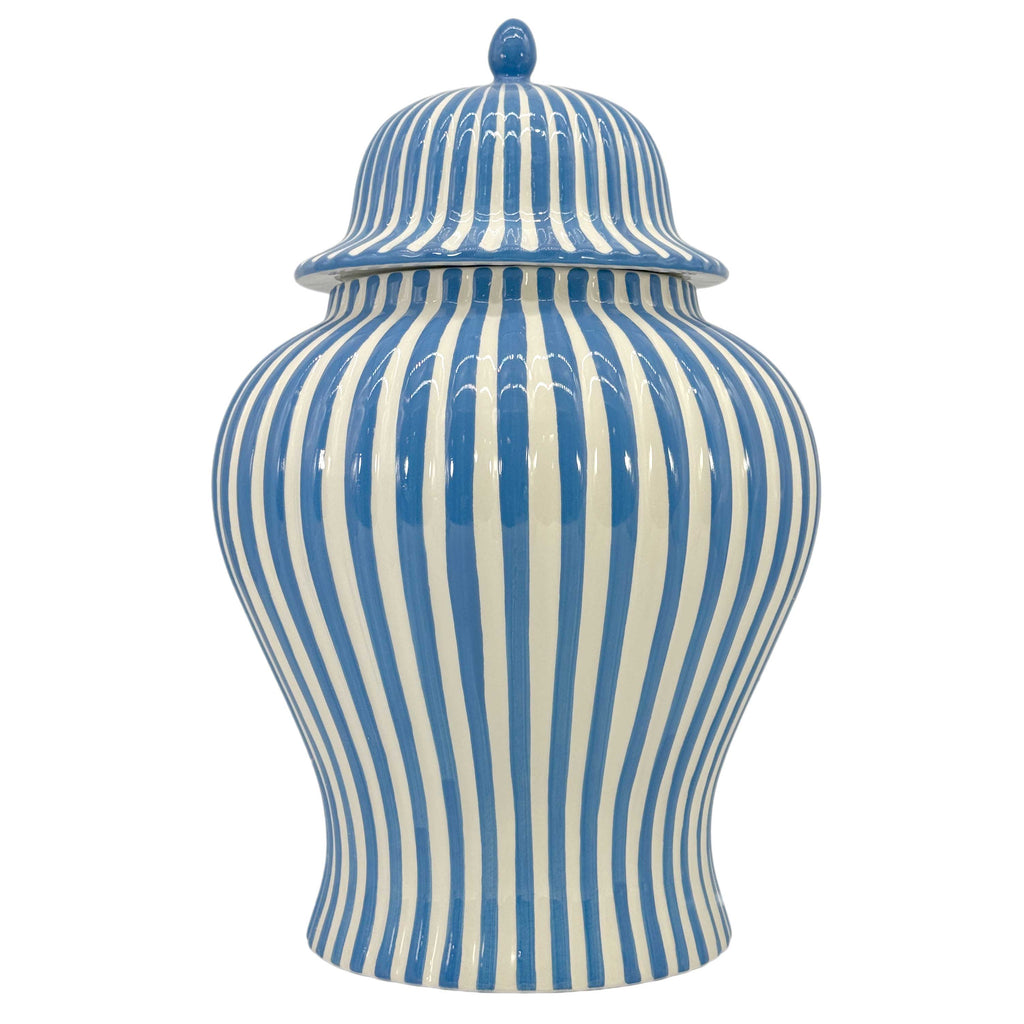 Blue & White Candy Cane Striped Ceramic Vase 18"