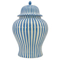 Blue & White Candy Cane Striped Ceramic Vase 18"