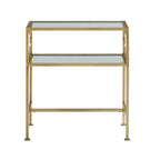 Gretna Rectangular Antique Gold Metal and Glass Accent Table